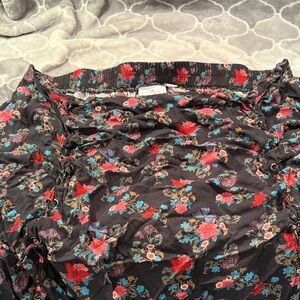 Daisy Black Floral Midi Skirt